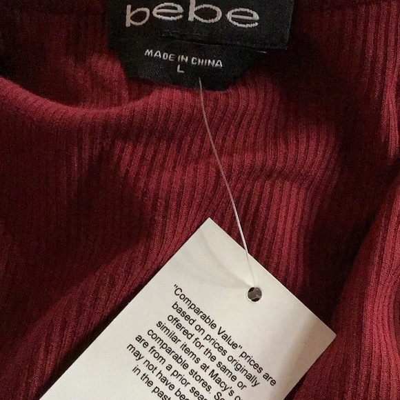 Bebe Ribbed V-Neck Tee - NWT - Picture 7 of 10